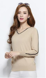 NEW autumn winter women's knitted Cashmere Sweater pullover V-neck Sweaters female fashion wild Wool sweater Slim14 color