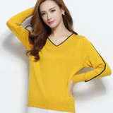 NEW autumn winter women's knitted Cashmere Sweater pullover V-neck Sweaters female fashion wild Wool sweater Slim14 color