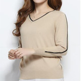 NEW autumn winter women's knitted Cashmere Sweater pullover V-neck Sweaters female fashion wild Wool sweater Slim14 color