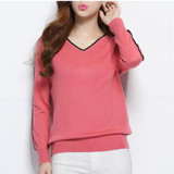 NEW autumn winter women's knitted Cashmere Sweater pullover V-neck Sweaters female fashion wild Wool sweater Slim14 color