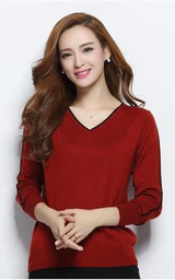 NEW autumn winter women's knitted Cashmere Sweater pullover V-neck Sweaters female fashion wild Wool sweater Slim14 color