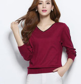 NEW autumn winter women's knitted Cashmere Sweater pullover V-neck Sweaters female fashion wild Wool sweater Slim14 color