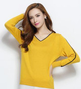 NEW autumn winter women's knitted Cashmere Sweater pullover V-neck Sweaters female fashion wild Wool sweater Slim14 color