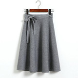 New Autumn Winter Women Skirts 2017 Fashion Elegant Office Work Knitting Skirt High Waist Midi A-Line Skirt Ladies Saia D239