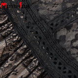 New Autumn Winter Women Elegant Lace Dresses Vintage Patchwork Hollow Out Sexy Sheer Long Sleeve Large Swing Mini Party Dress
