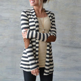 New Autumn Winter Outwear 2017 Women Casual Knitted Striped Coat Cardigan Jacket Fashion Chaquetas Mujer Outerwear Plus Size