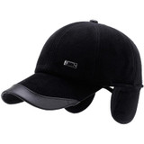 New autumn winter men's baseball cap keep warm corduroy male hat with protective ear thickening polar fleece lining snapback hat