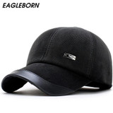 New autumn winter men's baseball cap keep warm corduroy male hat with protective ear thickening polar fleece lining snapback hat