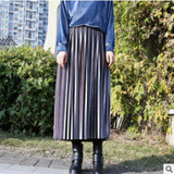 New Autumn Winter High Waisted Skinny Female Gold Velvet Skirt Pleated Skirts Women Ankle Length Party Club Ladies Saia Fenimia