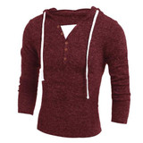 New Autumn Winter Fashion Sweater Men's Slim Fit Pollover Knit Sweater Male Solid Hooded Blouse Coat Long Sleeve Tops Oct25