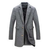 New Autumn Winter Fashion Brand Jacket Mens Wool Coat Single Breasted Pea Coats Mens Clothing Trend Mid-Long Trench Coat Men 5XL