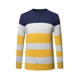 New Autumn Winter Brand Clothing Sweater Men Fashion Trend Stripe Slim Fit Winter Pullover Men 100% Cotton Knitted Sweater Men