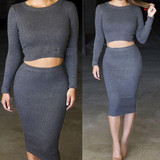 New Autumn Winter 2 Piece Set Women Long sleeve party dresses Sexy bandage dress women dress vestidos femininos