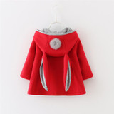 New Autumn Tops Cute Rabbit Ear Hooded Baby Girls Coat Kids Warm Jacket Outerwear Coat Children Clothing Baby Wear Girl Coats