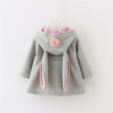 New Autumn Tops Cute Rabbit Ear Hooded Baby Girls Coat Kids Warm Jacket Outerwear Coat Children Clothing Baby Wear Girl Coats