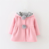 New Autumn Tops Cute Rabbit Ear Hooded Baby Girls Coat Kids Warm Jacket Outerwear Coat Children Clothing Baby Wear Girl Coats