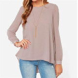 New Autumn Summer Blusas 2017 Women Sexy Casual Loose Shirts Chiffon Tops Long Sleeve O Neck Solid Blouse Plus Size S-6XL