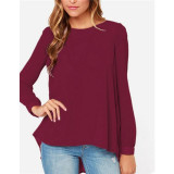 New Autumn Summer Blusas 2017 Women Sexy Casual Loose Shirts Chiffon Tops Long Sleeve O Neck Solid Blouse Plus Size S-6XL