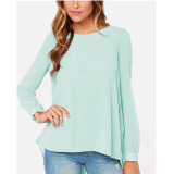 New Autumn Summer Blusas 2017 Women Sexy Casual Loose Shirts Chiffon Tops Long Sleeve O Neck Solid Blouse Plus Size S-6XL
