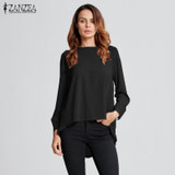 New Autumn Summer Blusas 2017 Women Sexy Casual Loose Shirts Chiffon Tops Long Sleeve O Neck Solid Blouse Plus Size S-6XL