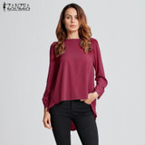 New Autumn Summer Blusas 2017 Women Sexy Casual Loose Shirts Chiffon Tops Long Sleeve O Neck Solid Blouse Plus Size S-6XL