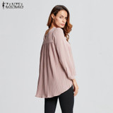New Autumn Summer Blusas 2017 Women Sexy Casual Loose Shirts Chiffon Tops Long Sleeve O Neck Solid Blouse Plus Size S-6XL