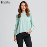 New Autumn Summer Blusas 2017 Women Sexy Casual Loose Shirts Chiffon Tops Long Sleeve O Neck Solid Blouse Plus Size S-6XL