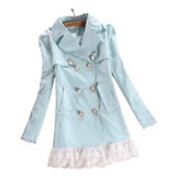 New Autumn Fashion Women Double-breasted casual Coat long outwear Slim Fit Lace Trench Coat Windbreaker Plus Size S M L