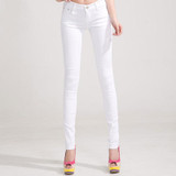 New Autumn Fashion Pencil Jeans Woman Candy Colored Mid Waist Full Length Zipper Slim Fit Skinny Women Pants