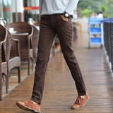 New autumn and winter corduroy trousers straight casual pants middle-aged Plus velvet thickening men loose pants fleece trousers
