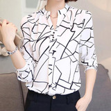 New Autumn 2017 Women Tops Casual Long Sleeve Fashion Women Blouse Shirt Office Chiffon Print Dot Blouses Female Clothing Blusa