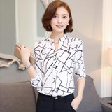 New Autumn 2017 Women Tops Casual Long Sleeve Fashion Women Blouse Shirt Office Chiffon Print Dot Blouses Female Clothing Blusa