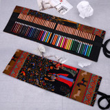 New Art Canvas Roll Pencil Bag School Pencil Case Storage Pouch Bag Pens Stationery Home Office Storage 36/48/72 Holes Hot Sale
