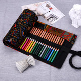 New Art Canvas Roll Pencil Bag School Pencil Case Storage Pouch Bag Pens Stationery Home Office Storage 36/48/72 Holes Hot Sale