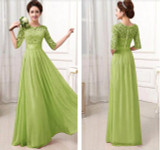 SEBOWEL Autumn Elegant Women Floral Lace Long Dress Floor Length Party Dressess Ladies Half Sleeve Chiffon Dress With Lace S-XXL