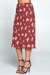Floral and Polka Dot Midi Skirt