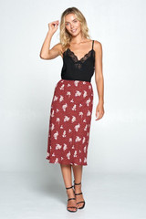 Floral and Polka Dot Midi Skirt