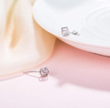SA SILVERAGE Real 925 Sterling Silver Square Stud Earrings For Women Fine Jewelry Classic Rhinestone Silver Earrings Set Female