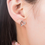 SA SILVERAGE Real 925 Sterling Silver Heart Stud Earrings Fine Jewelry For Women Trendy Rhinestones Silver Earrings Women Gifts