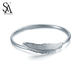 SA SILVERAGE Real 925 Sterling Silver Bracelets Bangles for Women Fine Jewelry Feather Resizable 2017 Hot Sale SA SILVERAGE Real 925 Sterling Silver Bracelets Bangles for Women Fine Jewelry Feather Resizable 2017 Hot Sale