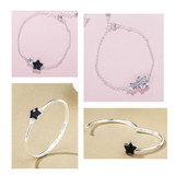 SA SILVERAGE Black Gemstone Star Bracelets &amp; Bangles for Women 925 Sterling Silver Aventurine Bracelet Women Fine Jewelry