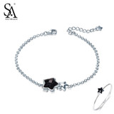 SA SILVERAGE Black Gemstone Star Bracelets &amp; Bangles for Women 925 Sterling Silver Aventurine Bracelet Women Fine Jewelry