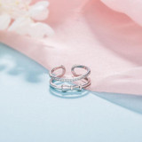 SA SILVERAGE Authentic 925 Sterling Silver Jewelry Double Bowknot Women Rings Romantic Design Fine Jewelry Adjustable Rings