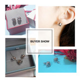 SA SILVERAGE 925 Sterling Silver Trendy Stud Earrings for Women Fine Jewelry Rose Gold Color Silver Earings Broncos Pendientes