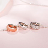 SA SILVERAGE 925 Sterling Silver Maxi Necklaces Pendants for Women Fine Jewelry Rose Gold Color 925 Silver Long Pendant Necklace