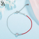 SA SILVERAGE 925 Sterling Silver Charm Bracelets &amp; Bangles for Women Fine Jewelry Rhinestones Silver Bangle Bracelet Pulseiras