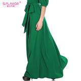 S.FLAVOR Women solid color long dress Elegant O-neck lantern sleeve casual vestidos for female 2018 women Spring Summer dress