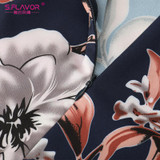 S.FLAVOR women flowers printing elegant dress good quality O-neck floor-length vestidos with belt women casual autumn vestidos