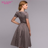 S.FLAVOR Women casual dress 2018 Spring Summer popular Dot printing vestidos for female Women Square collor A-line short dress