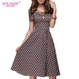S.FLAVOR Women casual dress 2018 Spring Summer popular Dot printing vestidos for female Women Square collor A-line short dress